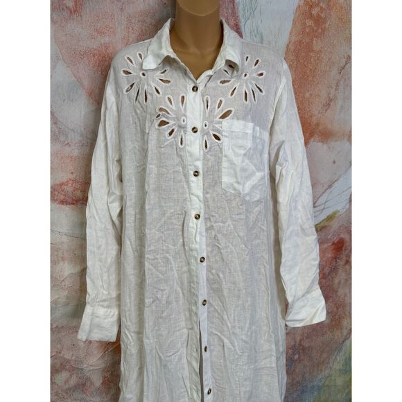 Anthropologie X Celandine Eyelet Button-Front Maxi Shirt Dress - Picture 4 of 6